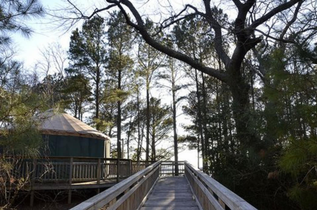 Walk out of your yurt at Kiptopeke State Park and you're on your own private deck overlooking a gorgeous Chesapeake Bay beach.
Courtesy of Visit Eastern Shore, Virginia